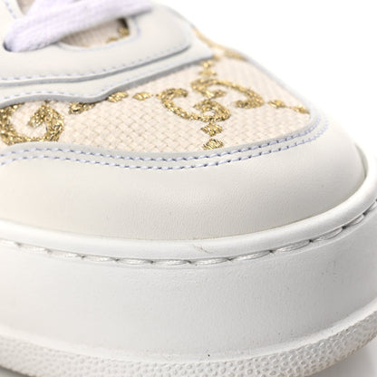 Gucci Dali Soft Calfskin GG Tennis Embossed Perforated Womens Platform 55mm Sneakers White Gold 9 of 10