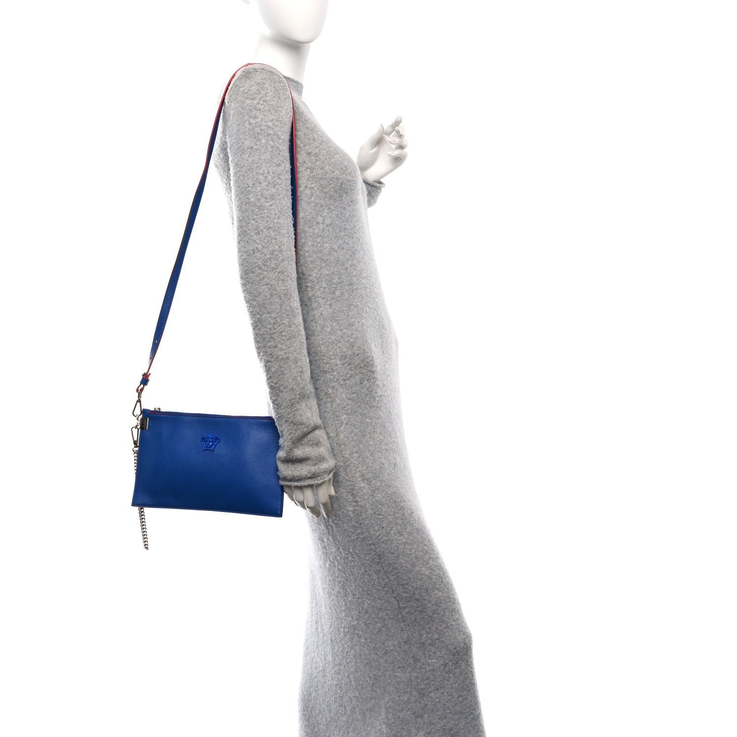 Versace Calfskin Medusa Crossbody Flat Pouch Blue 2 of 7