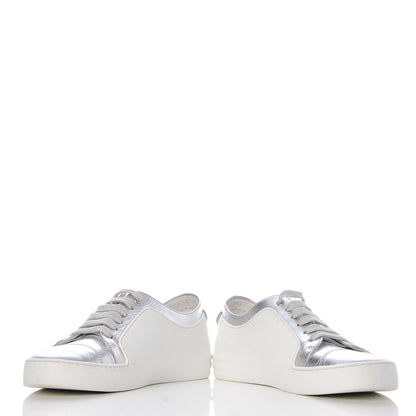 Chanel Iridescent Goatskin Sneakers 36 White Silver 5 of 10