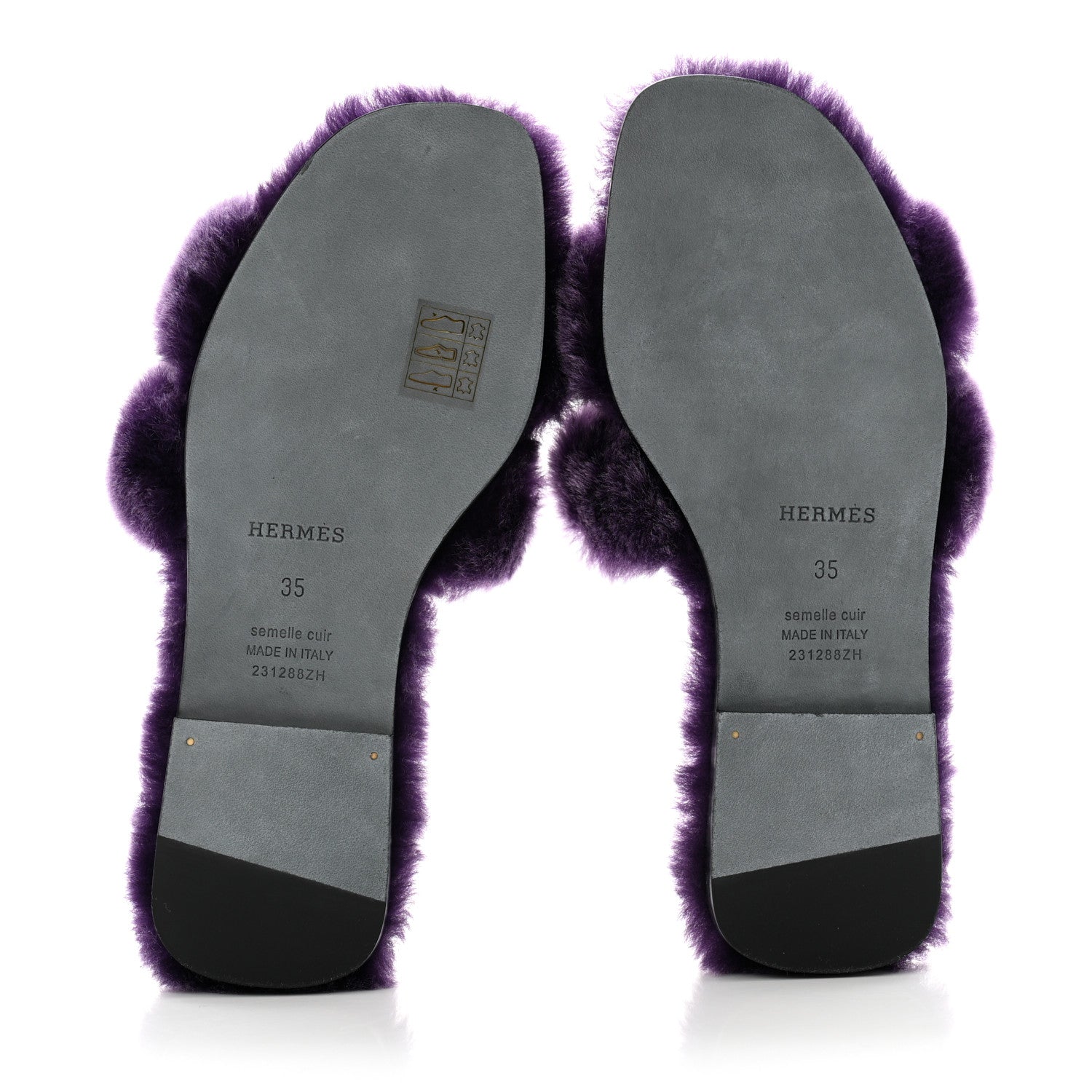 Hermes Woolskin Oran Sandals 35 Violet Fonce 5 of 9