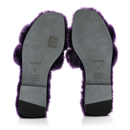 Hermes Woolskin Oran Sandals 35 Violet Fonce 5 of 9