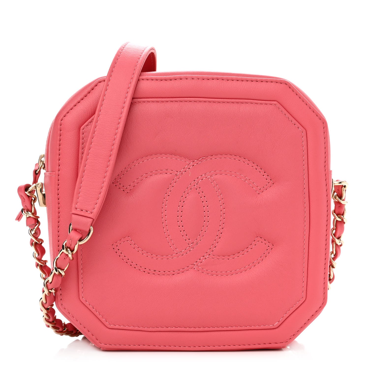 Chanel Lambskin CC Octagon Camera Case Pink 1 of 12