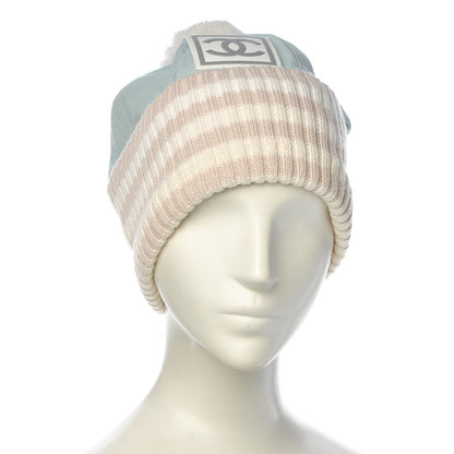 Chanel Cotton CC Pom Beanie Ski Hat 2 of 7