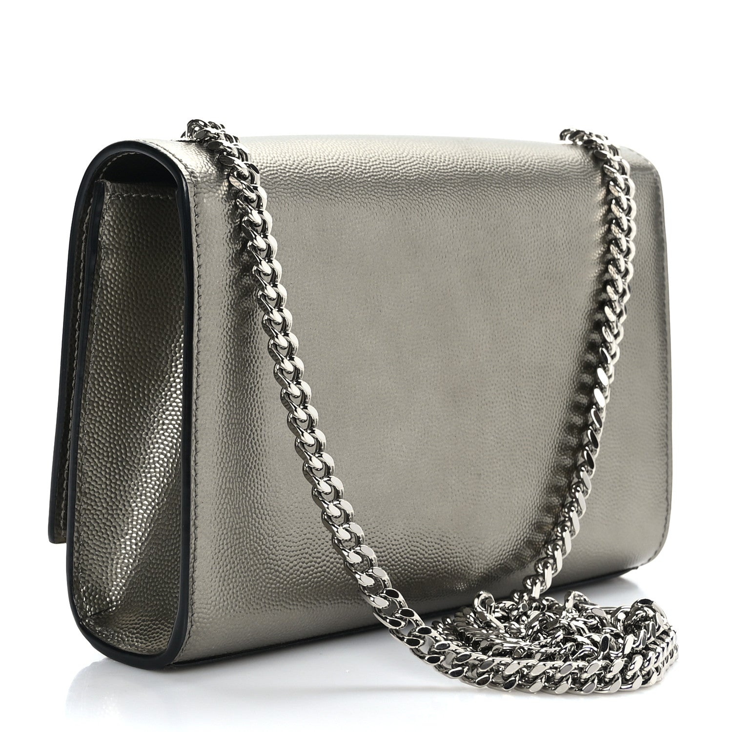 Saint Laurent Grain De Poudre Small Monogram Kate Satchel Piombo 3 of 9
