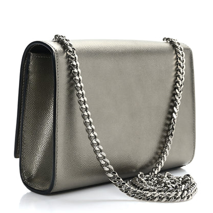 Saint Laurent Grain De Poudre Small Monogram Kate Satchel Piombo 3 of 9