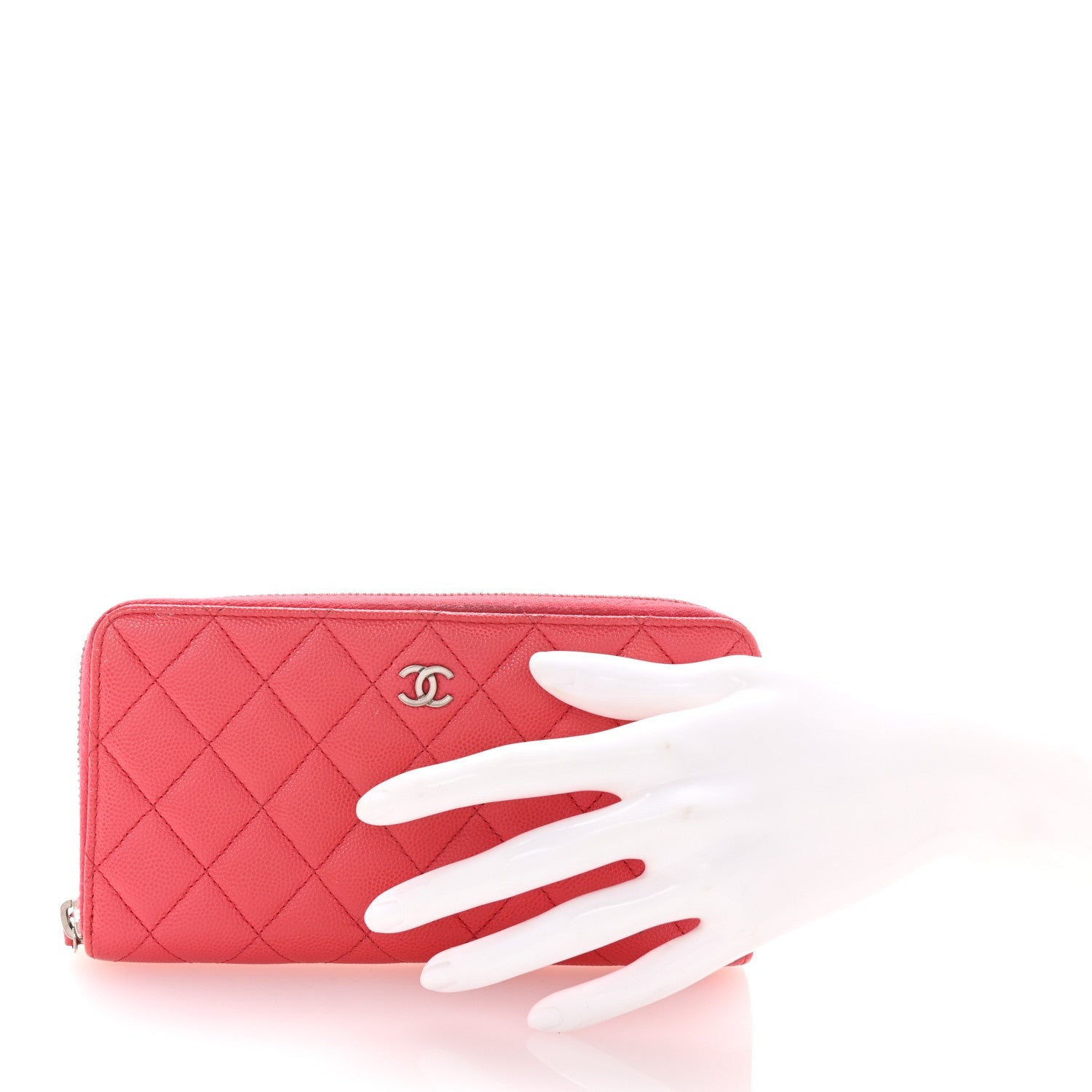 Chanel Caviar Quilted Large Gusset Zip Around Wallet Pink 2 of 7