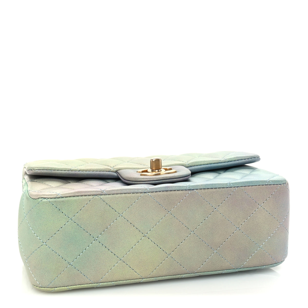 Lambskin Quilted Ombre Mini Top Handle Rectangular Flap Blue Green