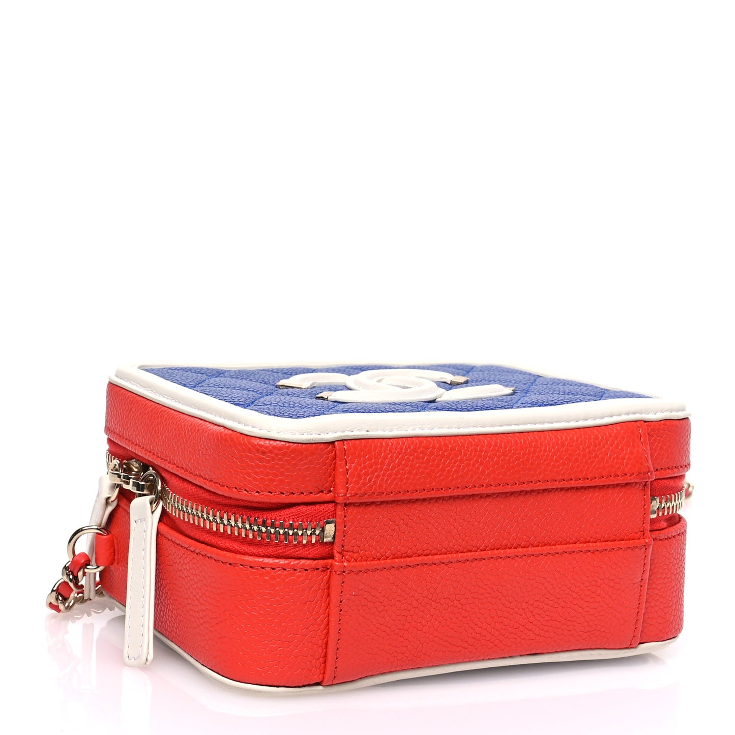 Caviar Quilted Small CC Filigree Vanity Case Blue White Red