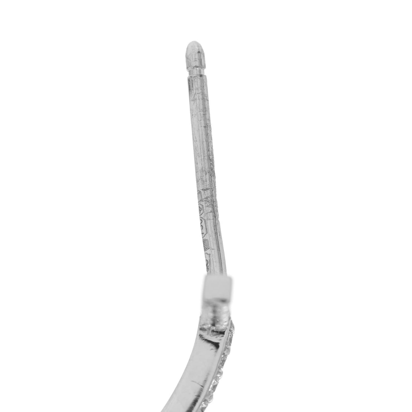 18K White Gold Diamond Medium T Wire Hoop Earrings