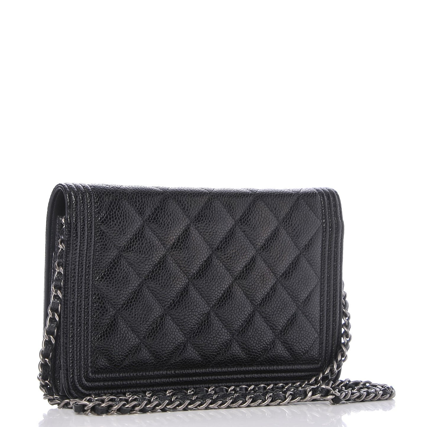 Caviar Quilted Boy Wallet On Chain WOC Black