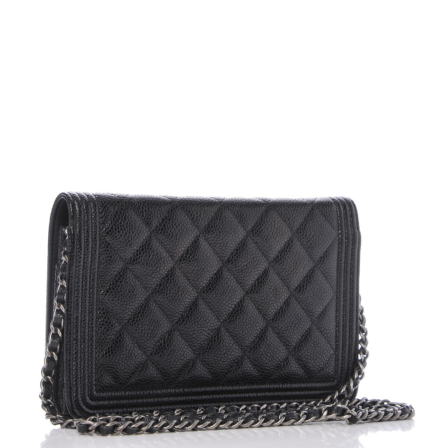 Chanel Caviar Quilted Boy Wallet On Chain WOC Black 3 of 11