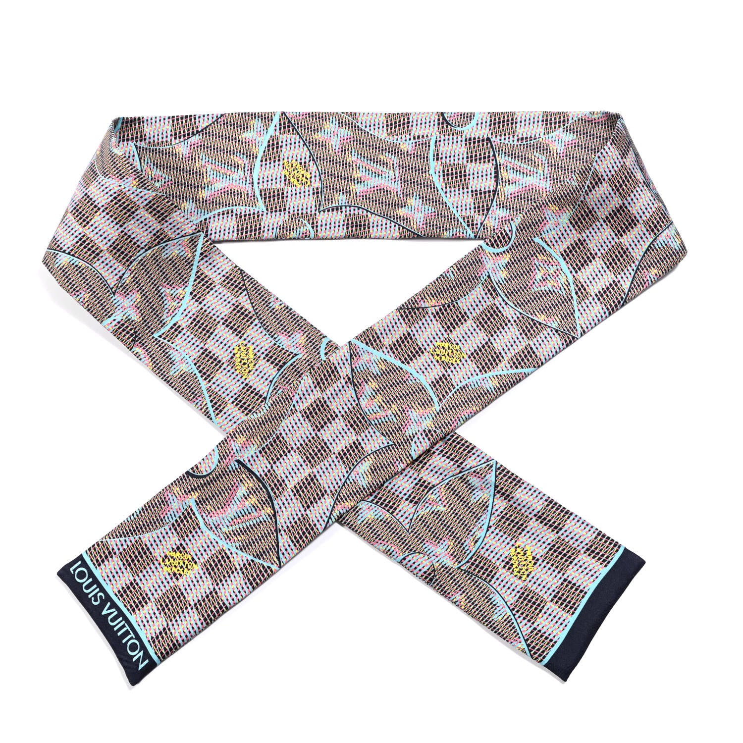 Louis Vuitton Silk Monogram Damier Pop Print Bandeau Blue 1 of 3