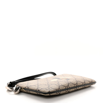 Gucci GG Supreme Monogram Bee Print Wrist Pouch Black 4 of 9