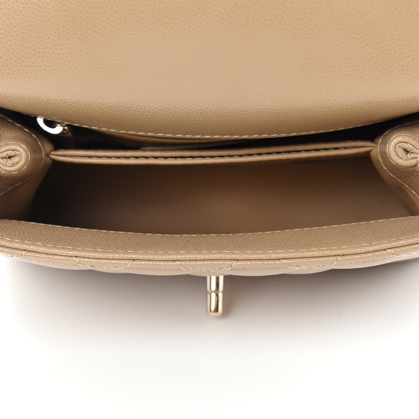 Caviar Lizard Embossed Quilted Extra Mini Coco Handle Flap Dark Beige