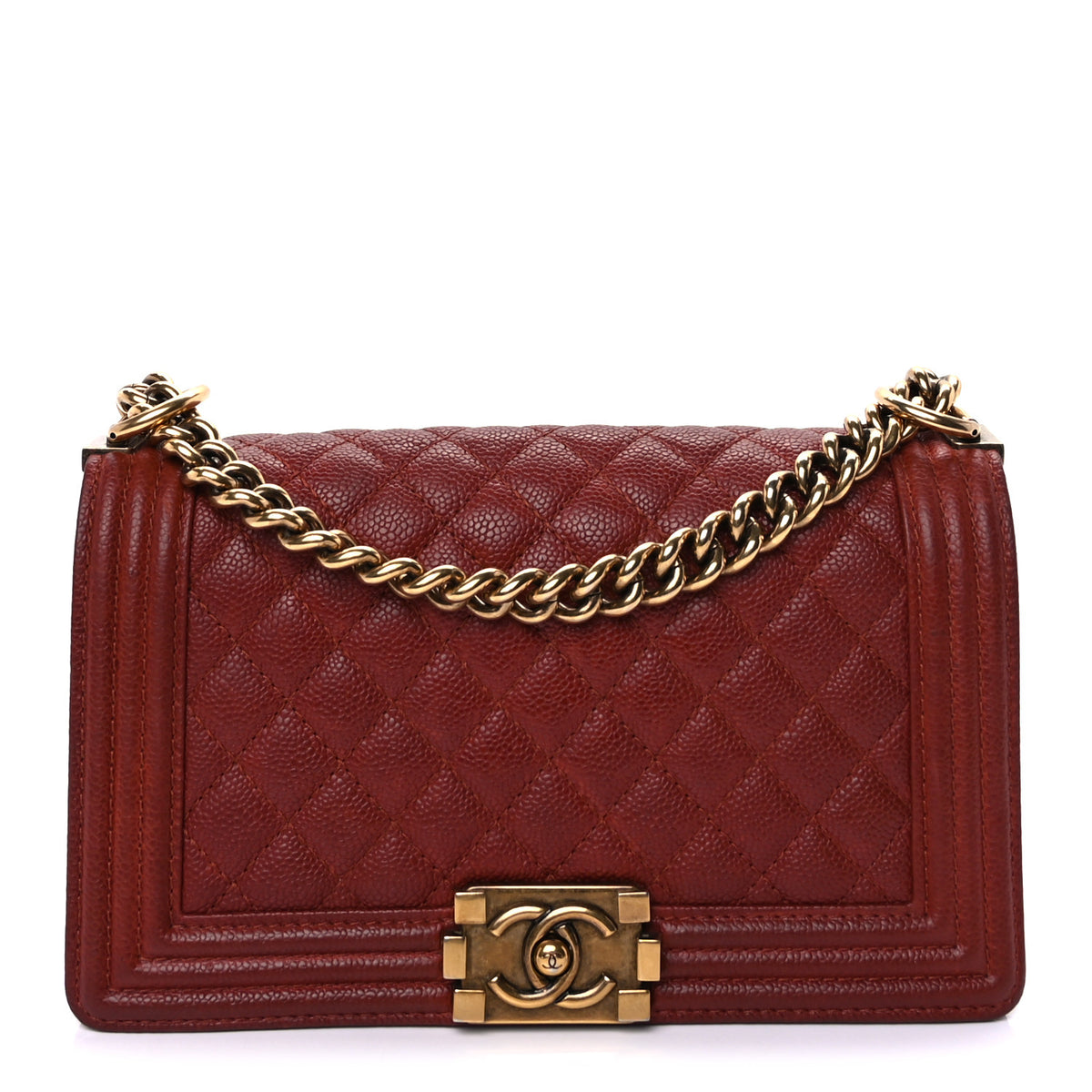 Caviar Quilted Medium Boy Flap Dark Red