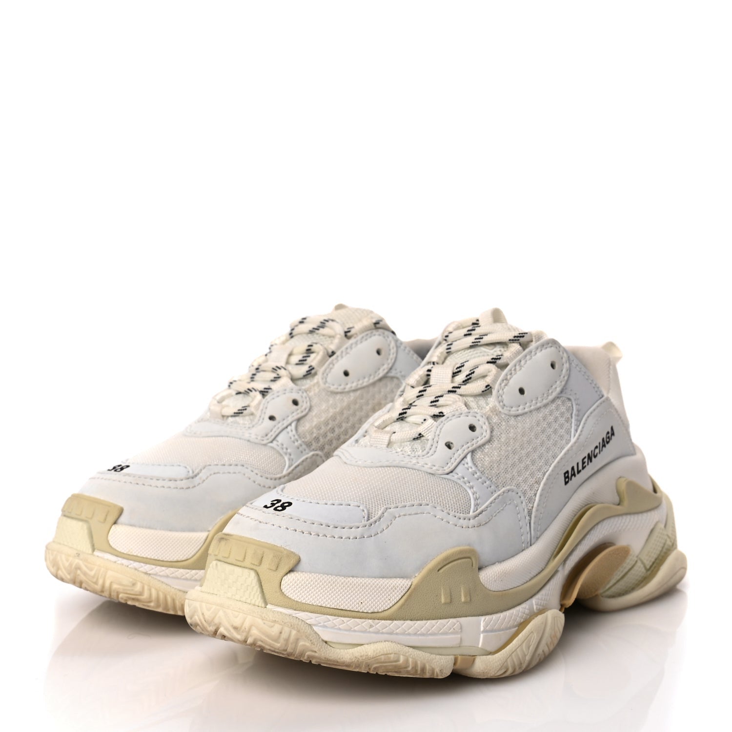 Balenciaga Fabric Mesh Womens Triple S Sneakers 38 White 3 of 7