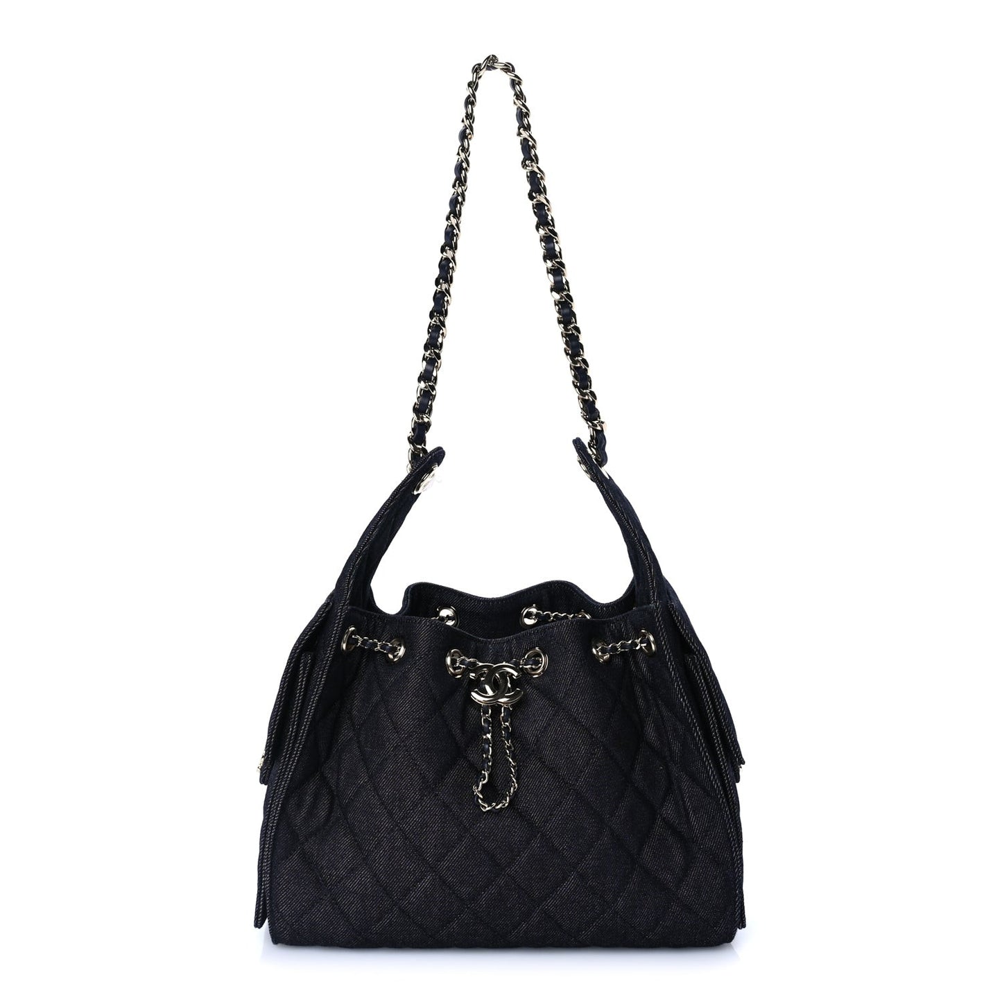 Denim Quilted Small  25 Handbag Dark Blue
