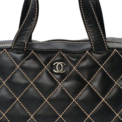 Chanel Calfskin Wild Stitch Top Handle Bag Black 8 of 10
