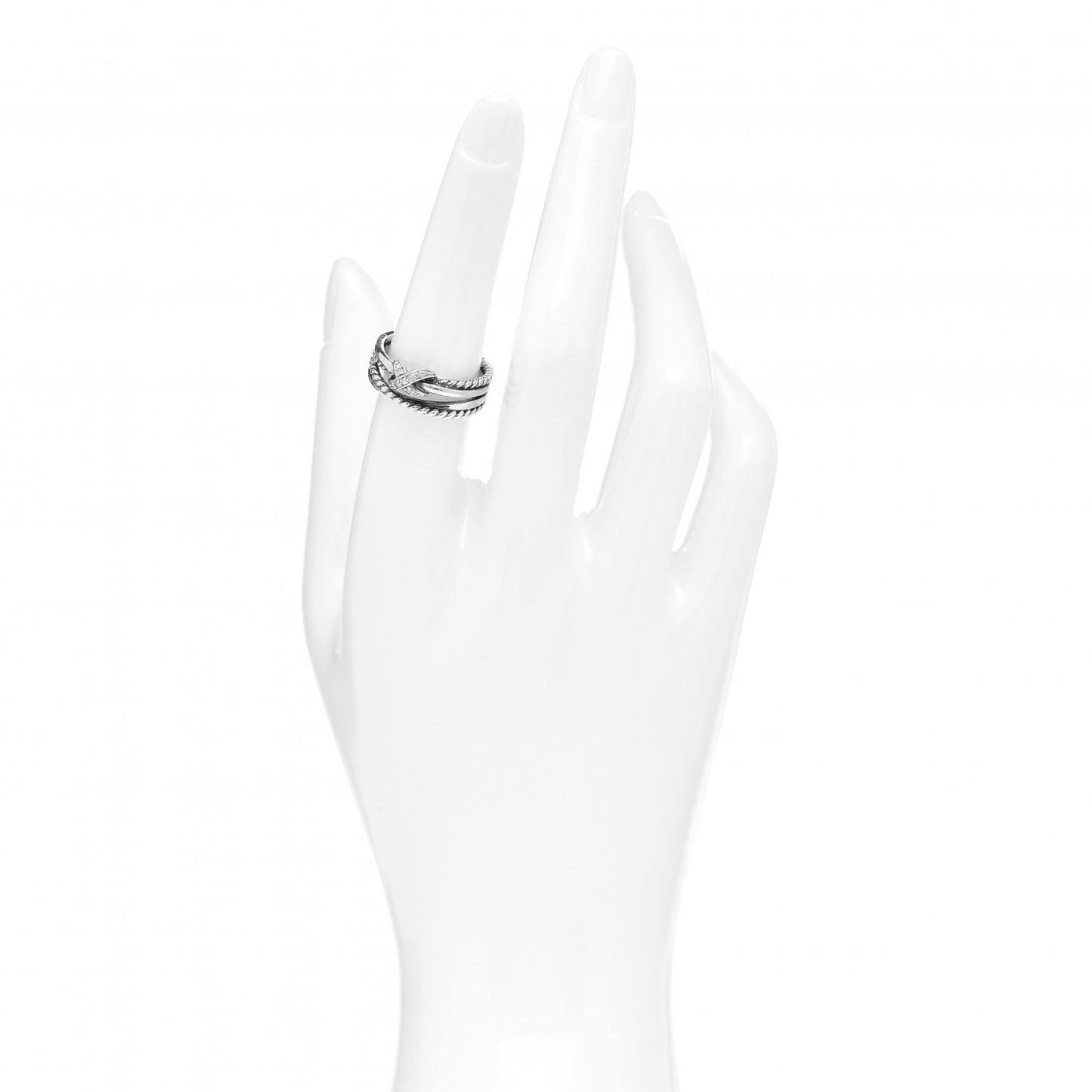 Sterling Silver Diamond X Crossover Ring 53 6.5