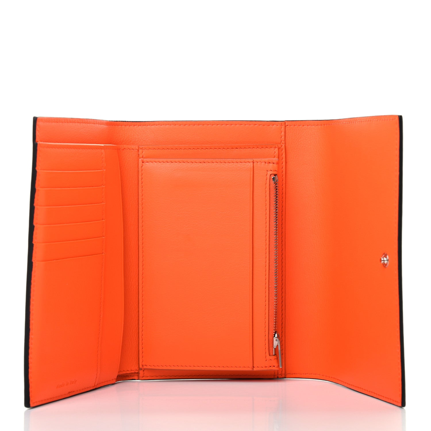 Celine Smooth Lambskin Medium Frame Multifunction Wallet Orange Flamingo 4 of 6
