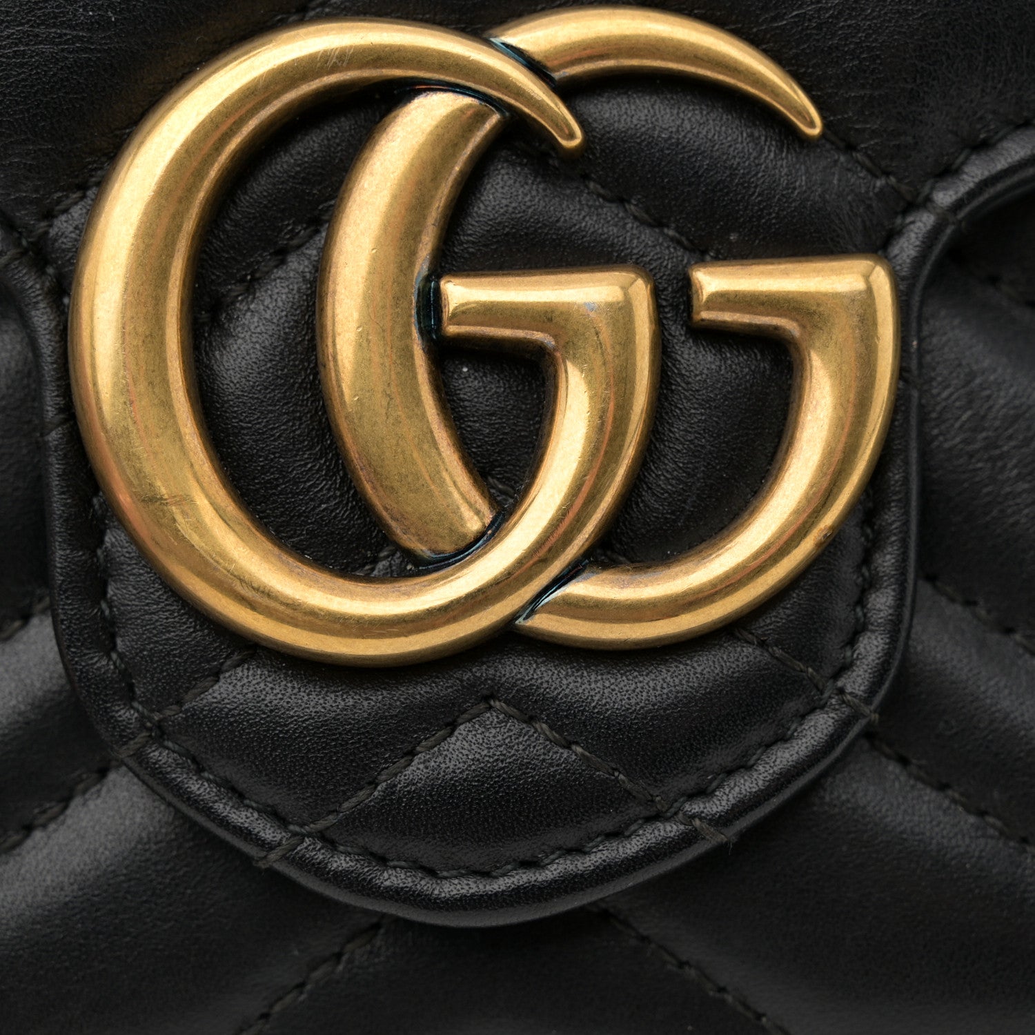 Gucci Calfskin Matelasse GG Marmont Chain Wallet Black 12 of 15