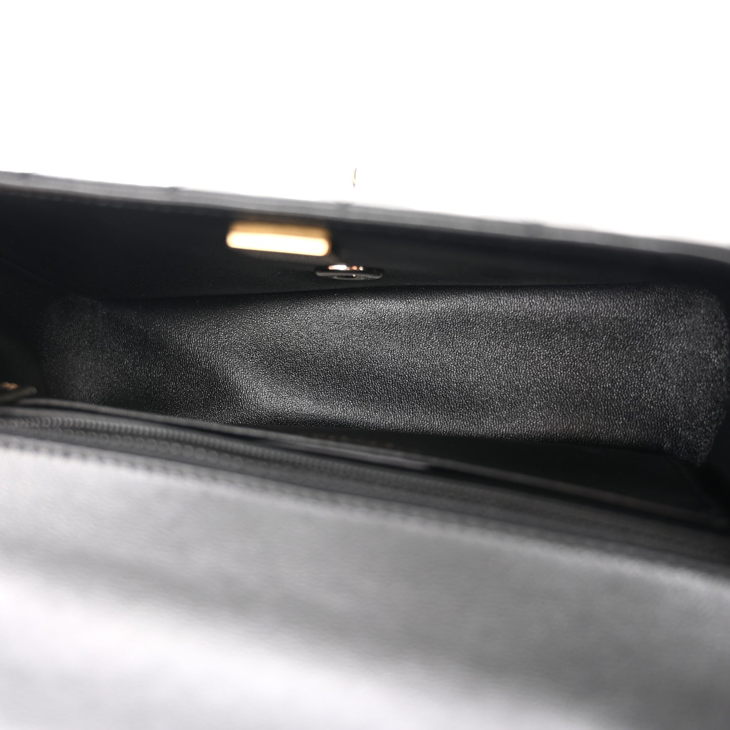 Lambskin Quilted Mini Crystal Top Handle Rectangular Flap Black