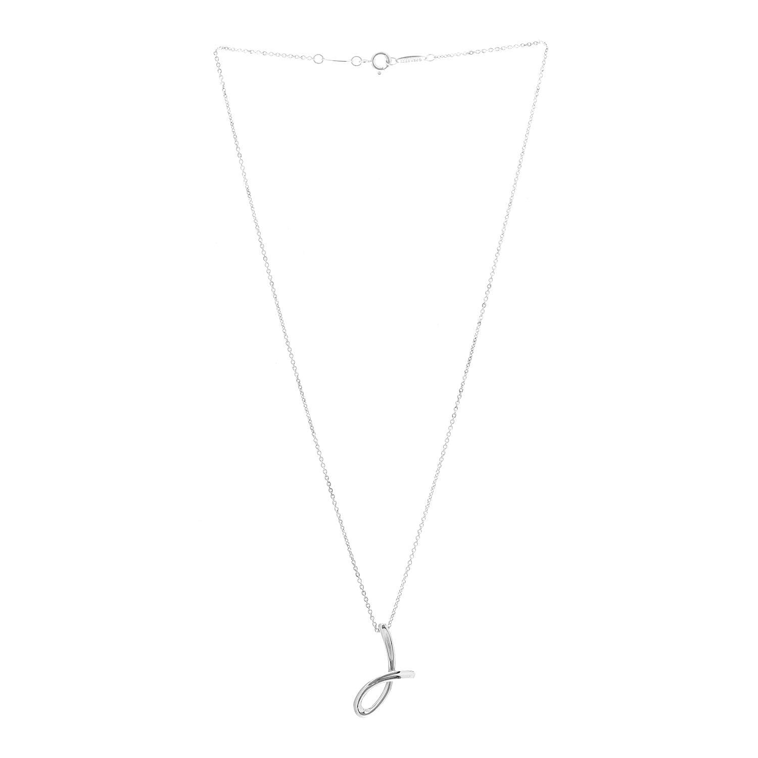 Tiffany Sterling Silver Elsa Peretti Letter J Pendant Necklace 3 of 8