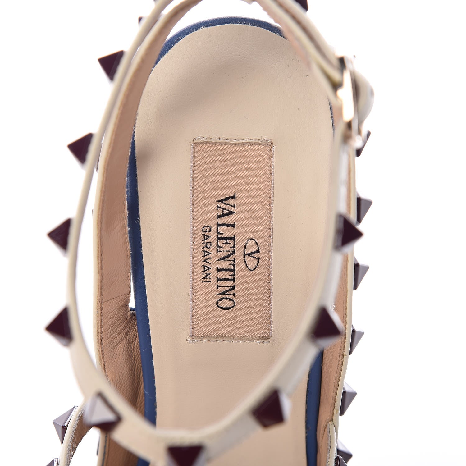 Valentino Garavani Nappa Rockstud Ankle Strap 100mm Pumps 38.5 Indaco Light Ivory 6 of 8