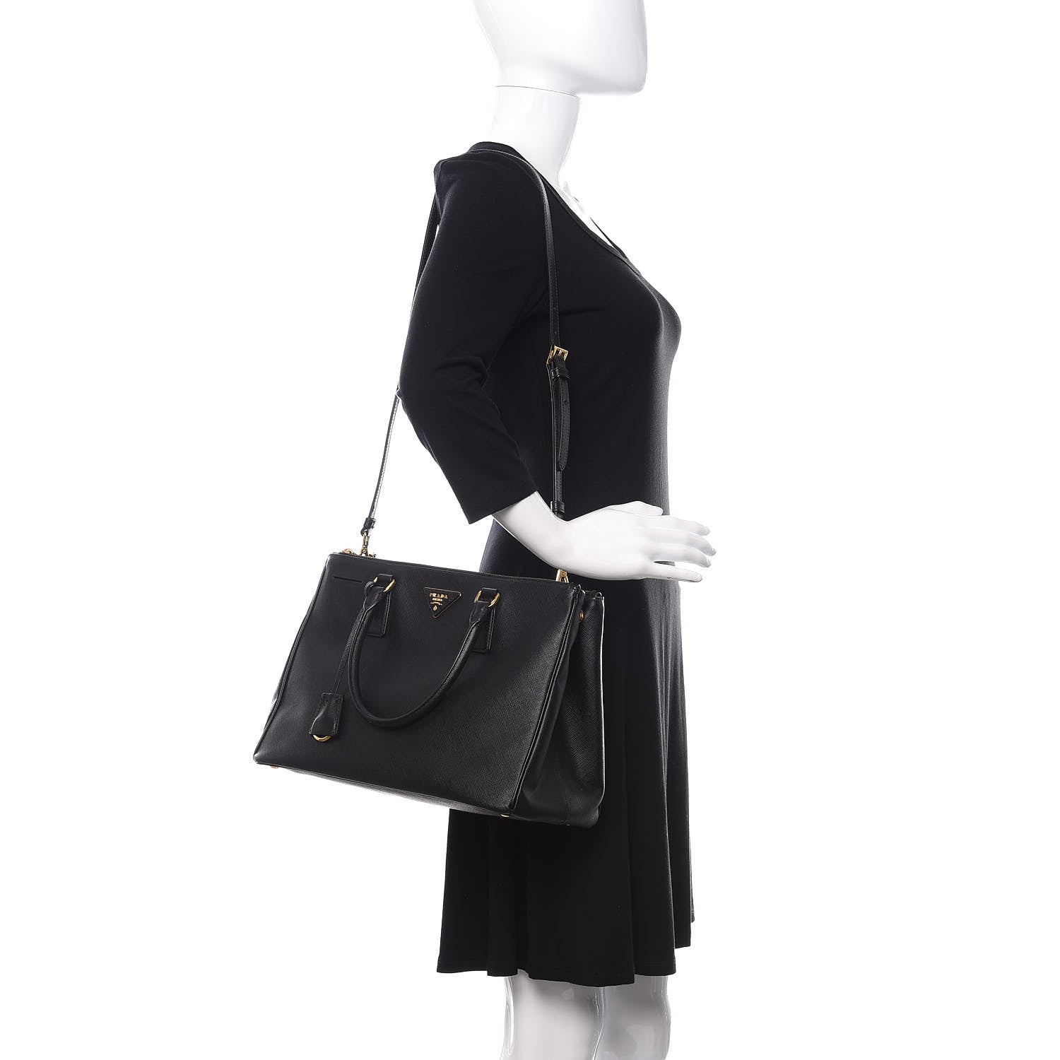 Prada Saffiano Medium Galleria Double Zip Tote Black 2 of 13