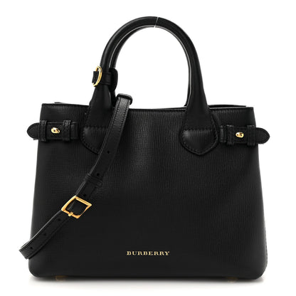 Burberry Derby Calfskin House Check Small Banner Tote Black 1 of 7