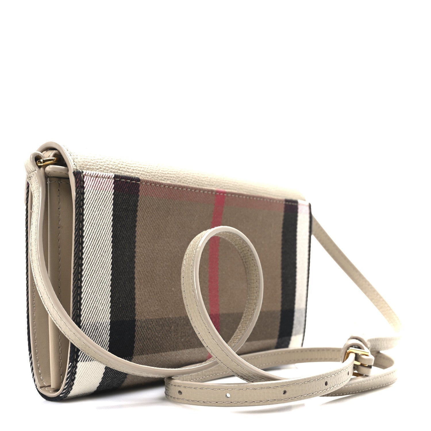 Burberry Calfskin House Check Hannah Wallet with Detachable Strap Beige 3 of 7