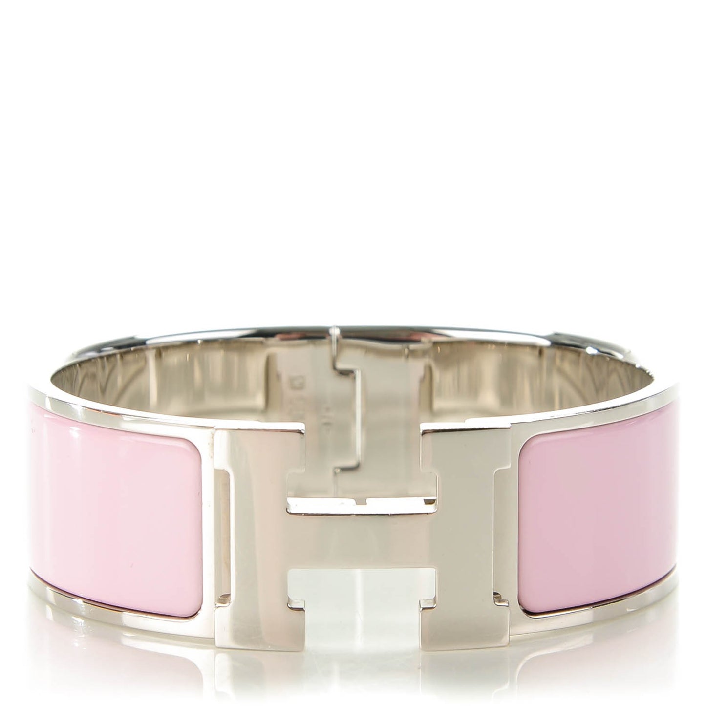 Enamel Wide Clic Clac H Bracelet PM Rose Poudre
