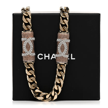 Chanel Crystal Strass CC Necklace Light Gold Pink 6 of 6