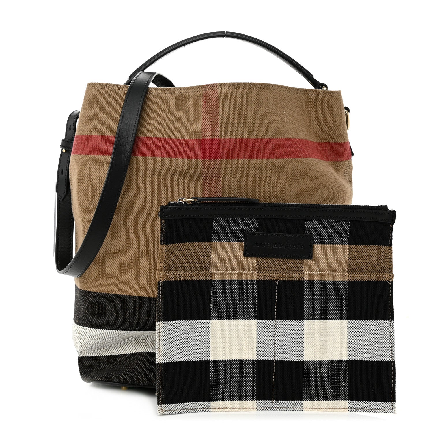 Burberry Canvas Mega Check Medium Ashby Hobo Black 1 of 10