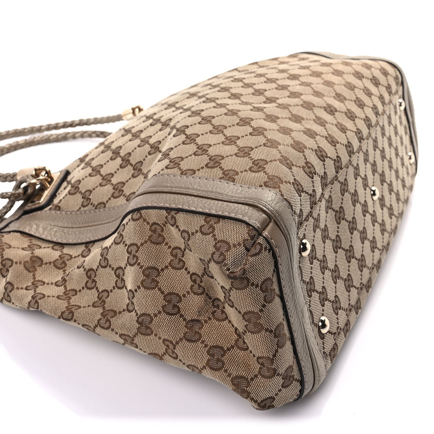 Gucci Monogram Cellarius Calfskin Large Bella Top Handle Bag Gold 7 of 8