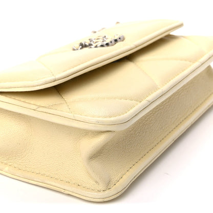 Chanel Lambskin Quilted  19 Wallet On Chain WOC  Yellow 8 of 9