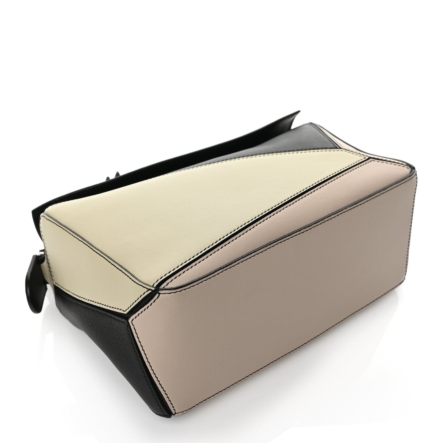 Calfskin Small Puzzle Bag Black Beige Green