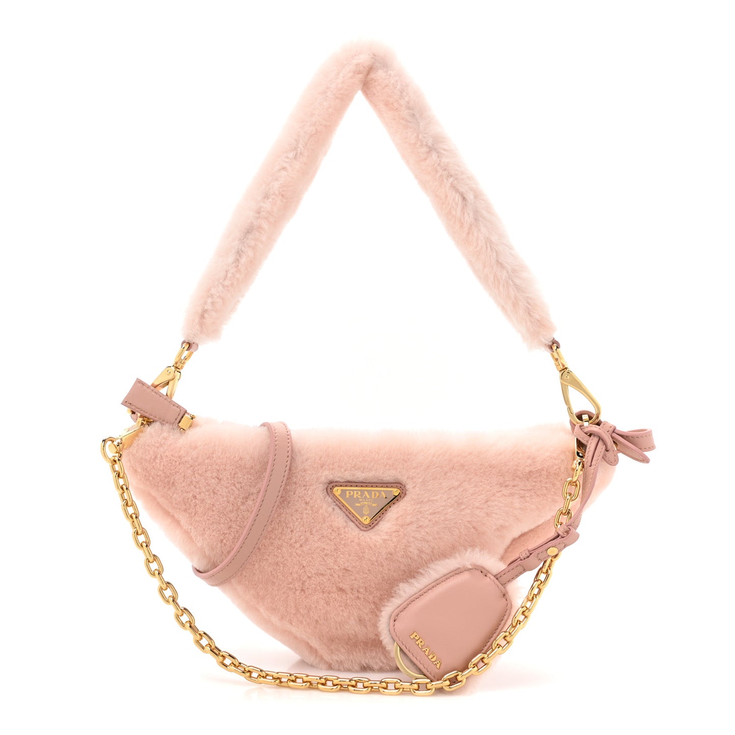 Montone Shearling Mini Triangle Bag Orchidea