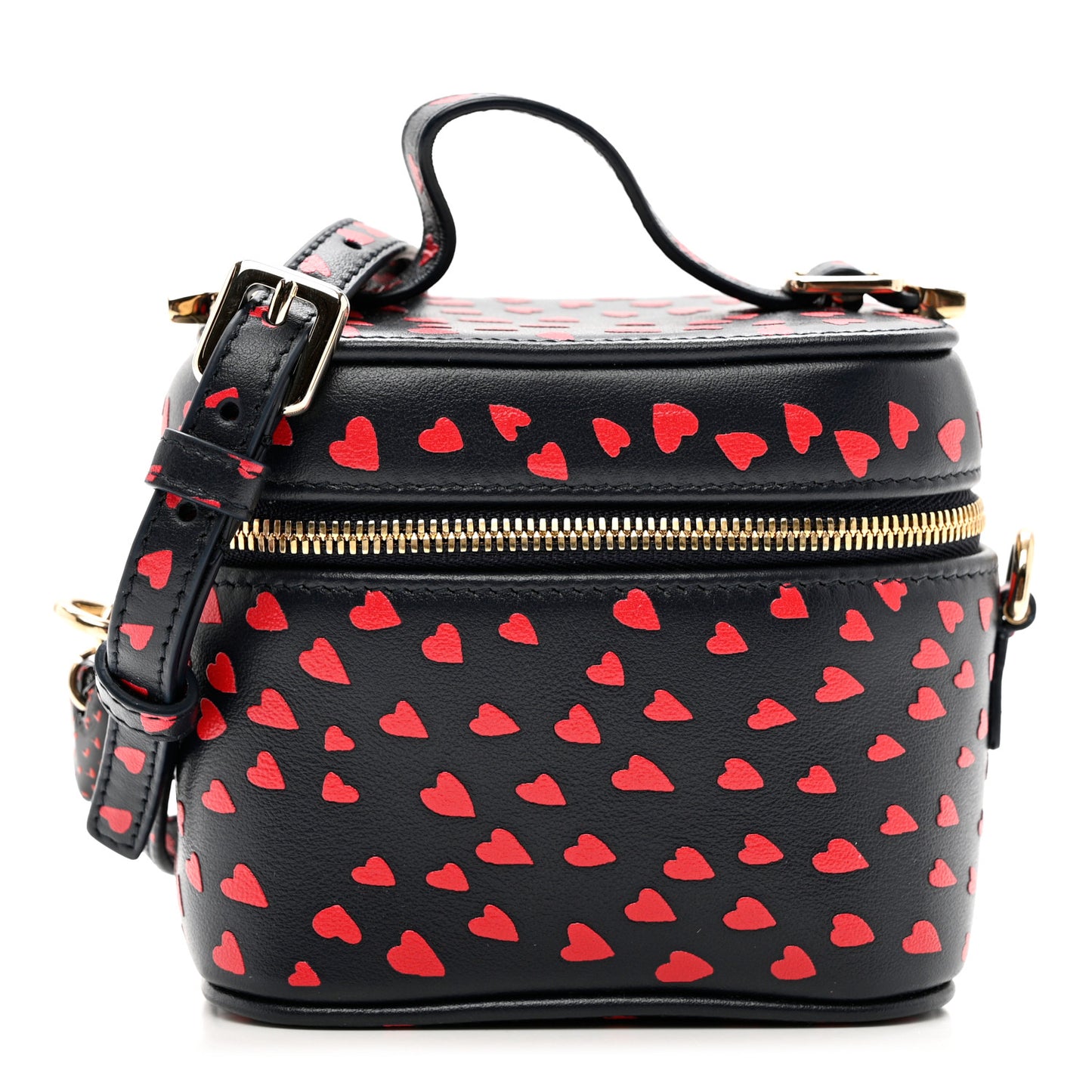 Lambskin Heart Print Micro Lady Dior Vanity Case Blue Red