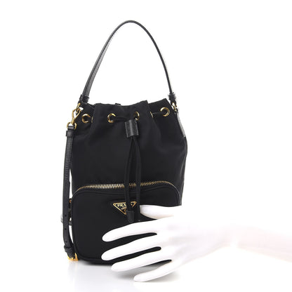 Prada Saffiano Tessuto Nylon Mini Bucket Crossbody Bag Black 3 of 9