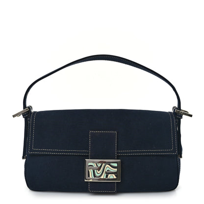 Fendi Canvas Enamel Baguette Blue 1 of 8