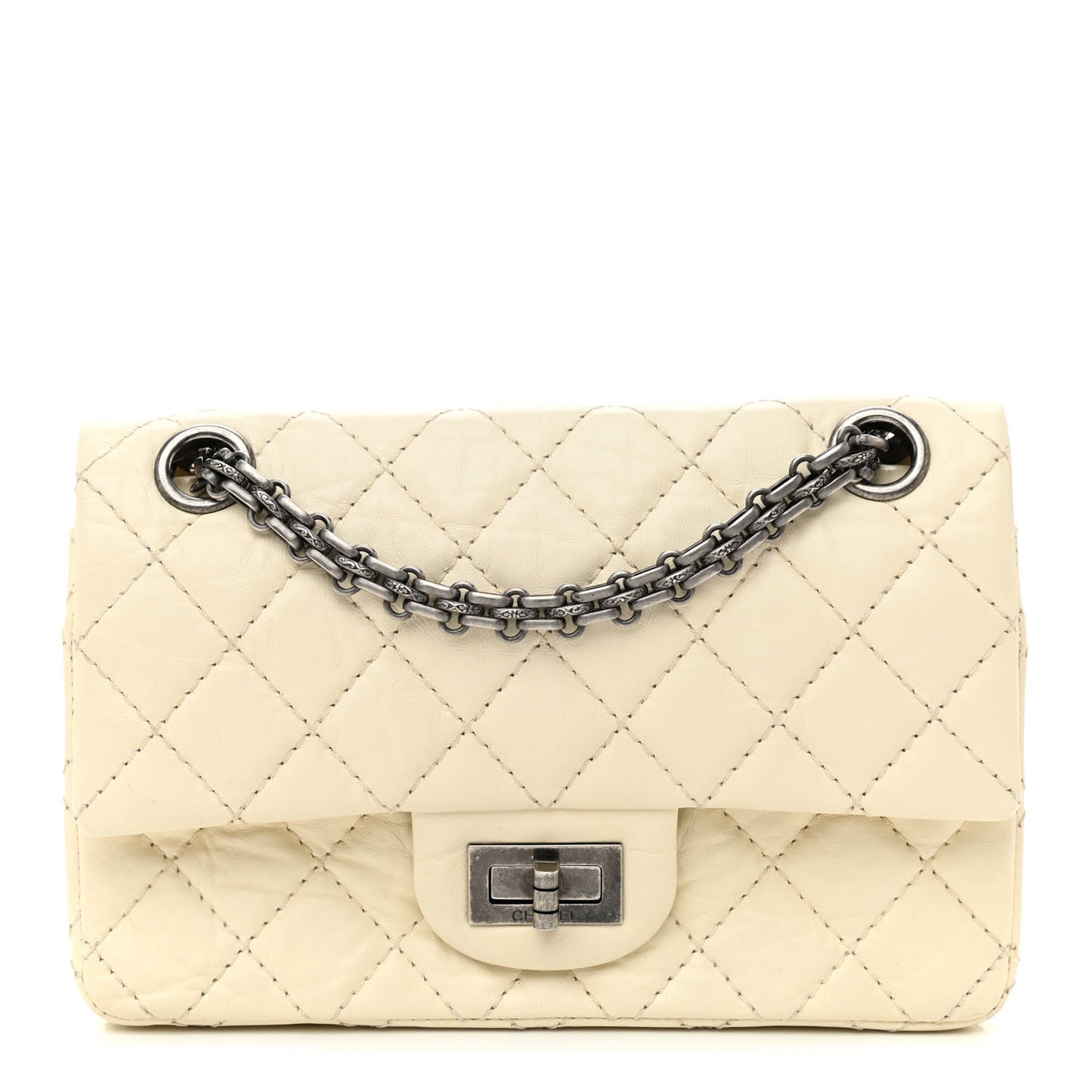 Aged Calfskin Quilted 2.55 Reissue Mini Flap White