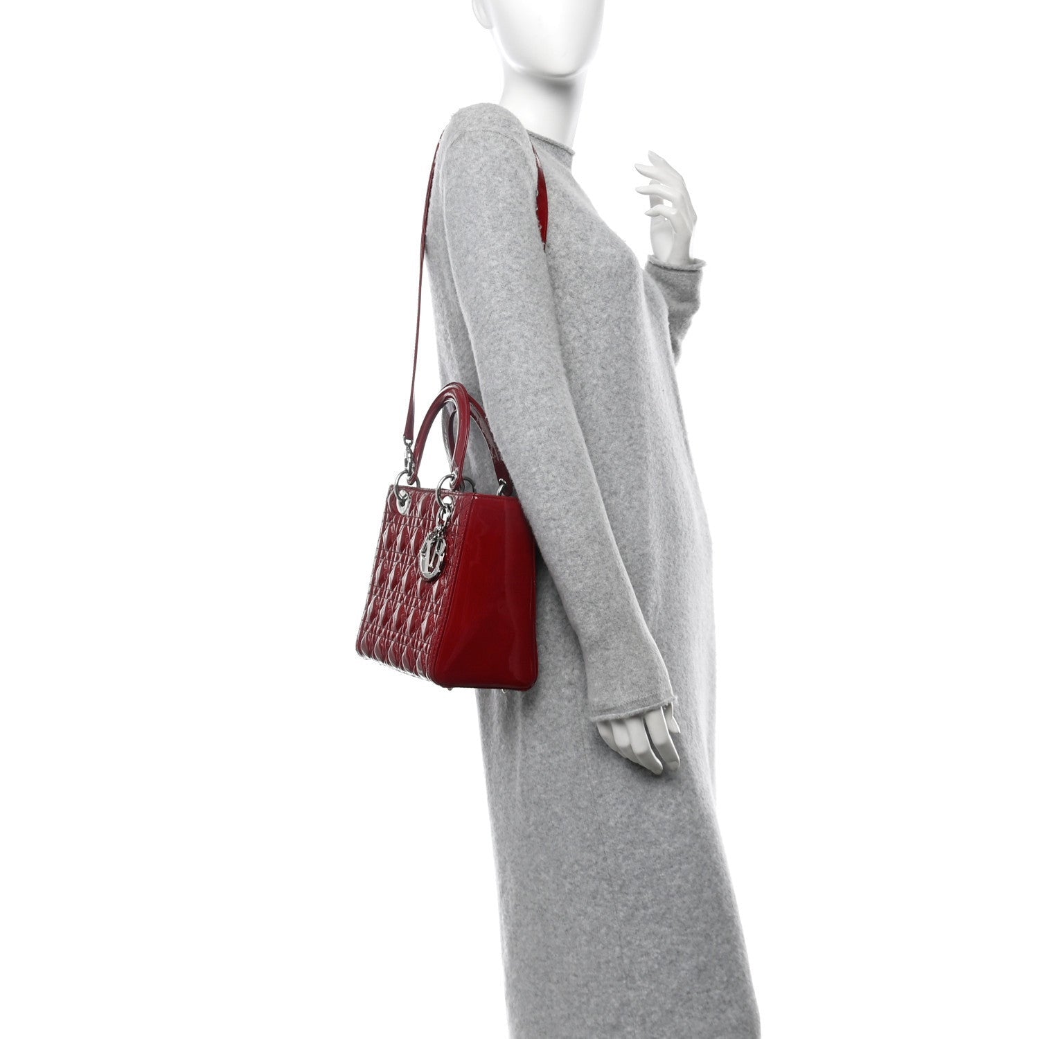 Christian Dior Patent Cannage Medium Lady Dior Red 2 of 7