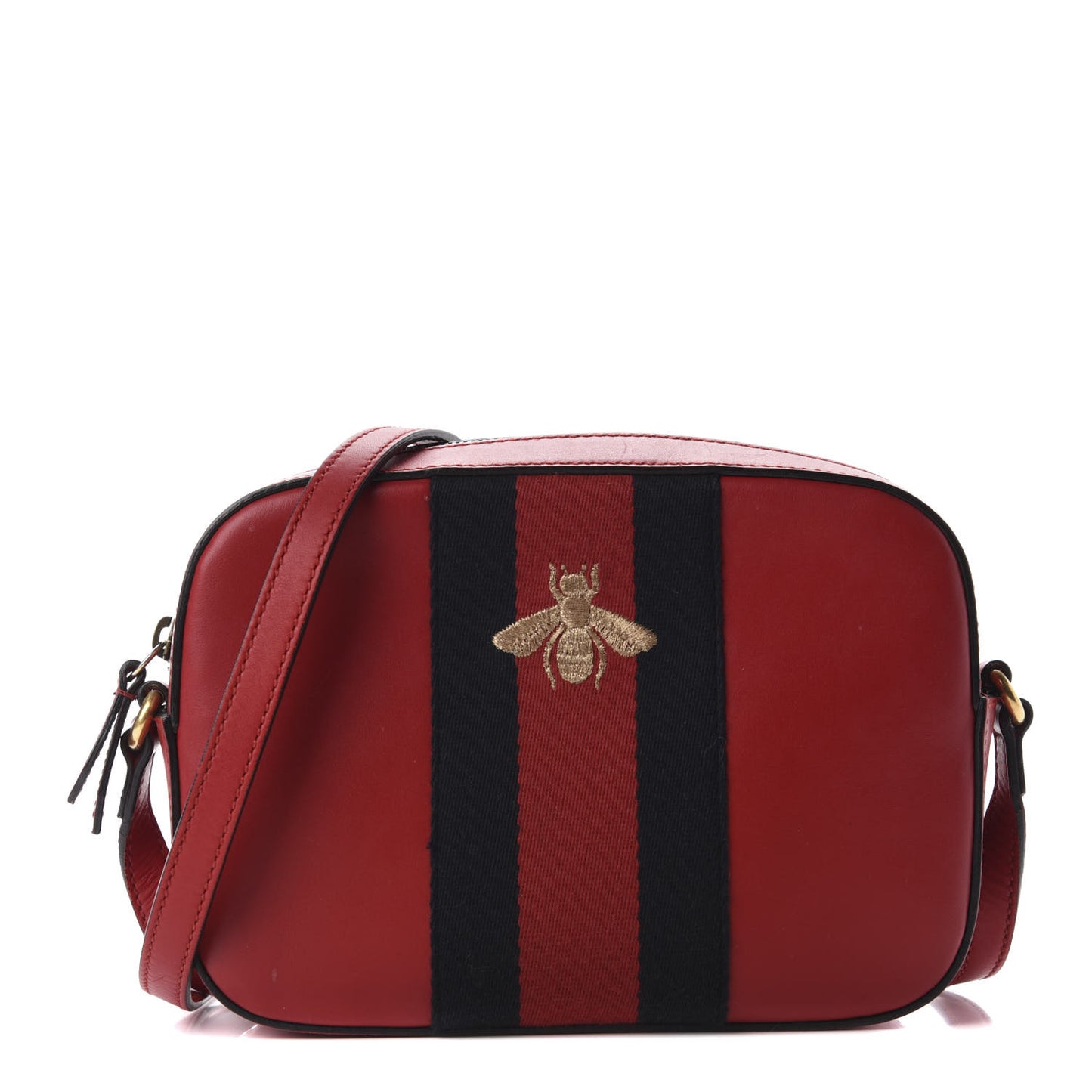 Calfskin Web Small Webby Bee Shoulder Bag Red