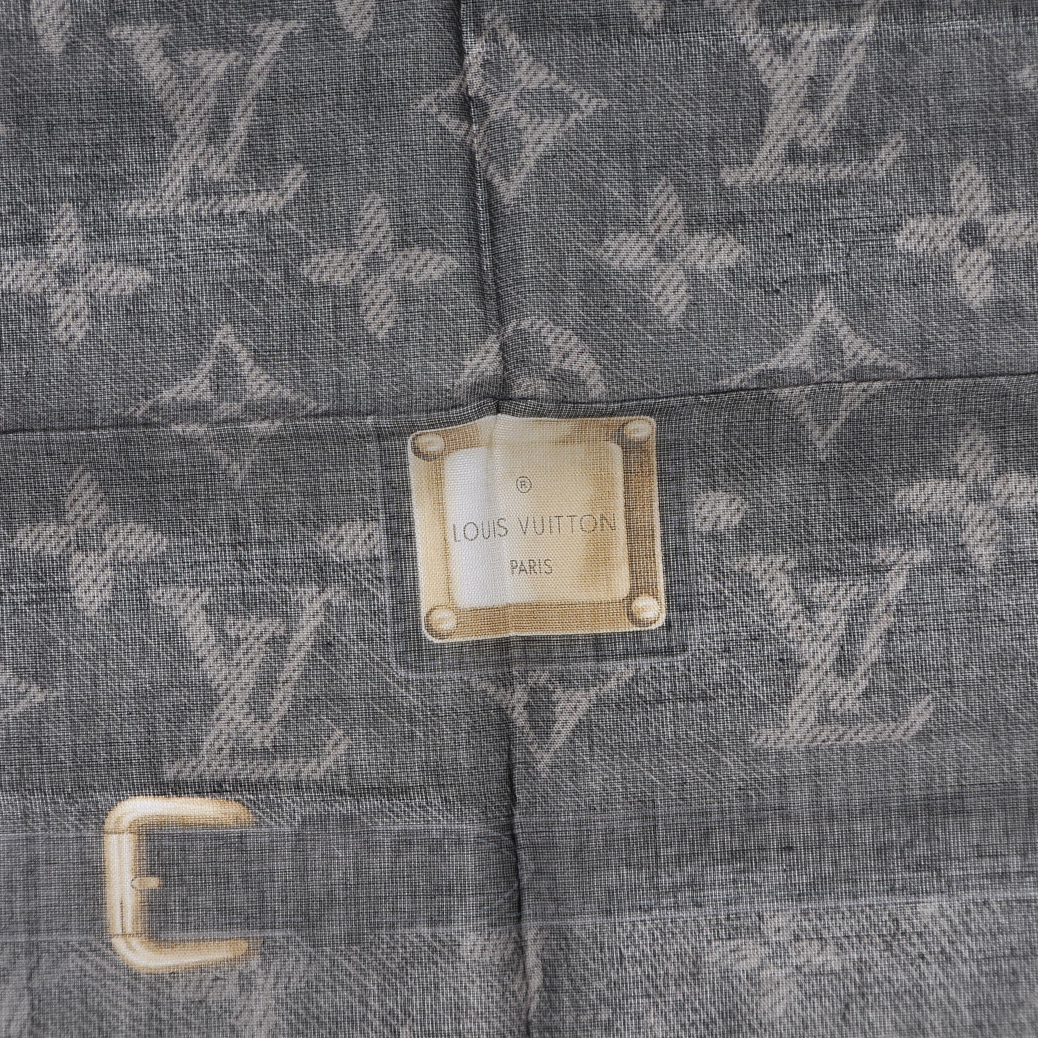 Louis Vuitton Silk Monogram New Denim Bandana Scarf Black 3 of 5