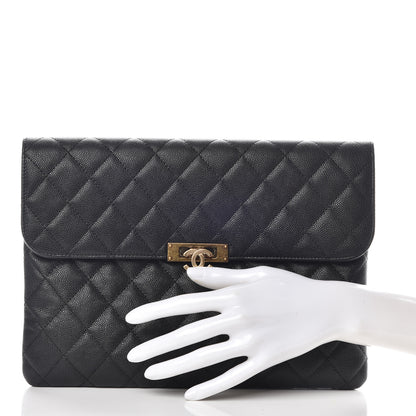 Chanel Caviar Quilted Medium Golden Class Pouch Black 2 of 12