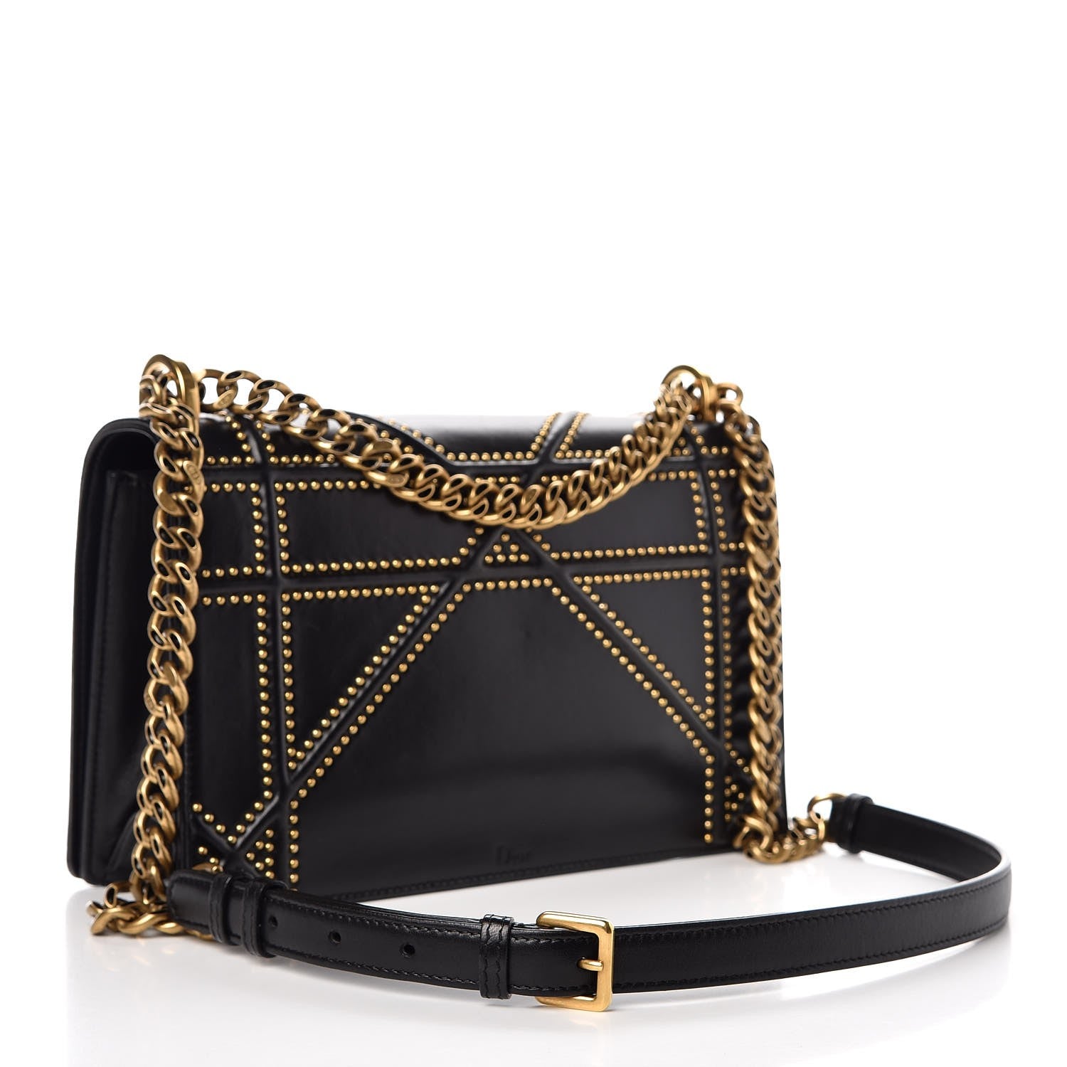 Christian Dior Lambskin Studded Medium Diorama Flap Bag Black 3 of 10