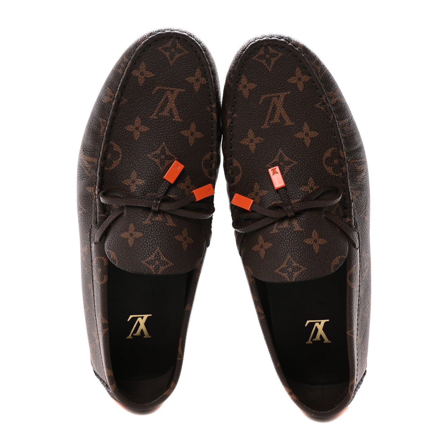 Monogram Macassar LV Driver Moccasin Loafers Orange