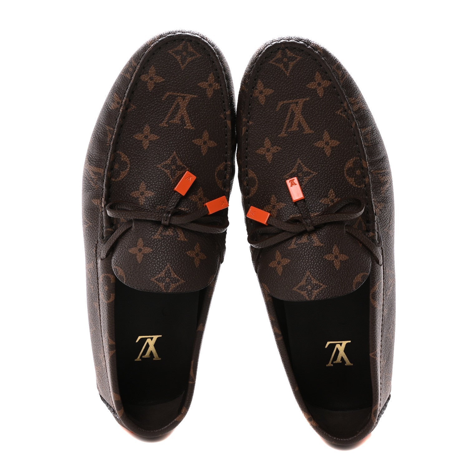 Louis Vuitton Monogram Macassar LV Driver Moccasin Loafers Orange 2 of 7