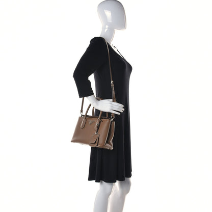 Prada Saffiano Cuir Small Twin Tote Cannella Cocco 2 of 14